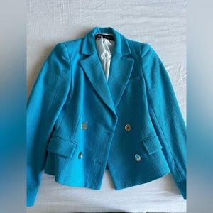 ZARA baby blue short blazer coat